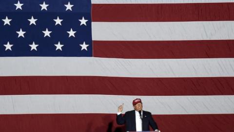 Republican presidential candidate Donald Trump speaks at a rally in Florida (Photo Credit RHONA WISE/AFP/Getty Images)