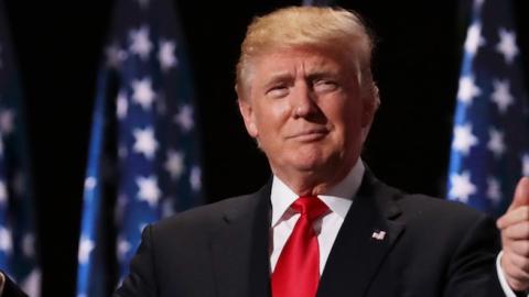 Republican presidential candidate Donald Trump on the fourth day of the Republican National Convention on July 21, 2016 at the Quicken Loans Arena in Cleveland, Ohio. (Chip Somodevilla/Getty Images)