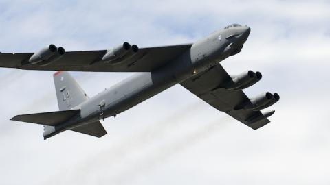 B 52 bomber aircraft in flight over southern England, UK. (myLoupe/Universal Images Group via Getty Images)