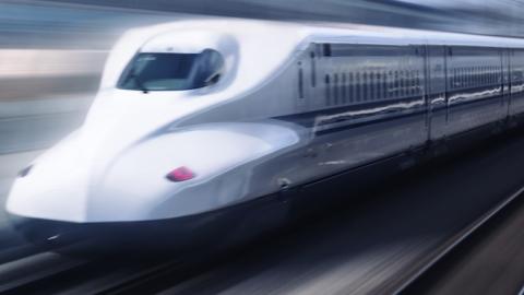 Shinkansen high-speed bullet train N700 series Nozomi passing a platform, Shizuoka, Japan. (Oleksiy Maksymenko/Getty Images)