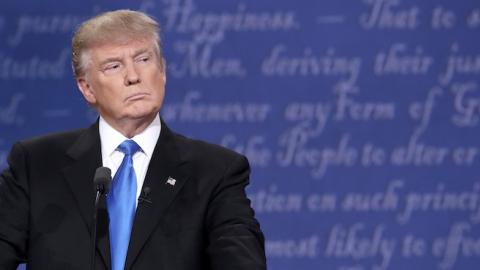 Republican presidential nominee Donald Trump during the Presidential Debate at Hofstra University on September 26, 2016 in Hempstead, New York. (Win McNamee/Getty Images)