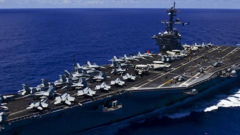 Aircraft carrier USS Carl Vinson (CVN 70) transits the Pacific Ocean, May 31, 2015. (U.S. Navy Photo/Mass Communication Specialist 3rd Class Eric Coffer/Released)