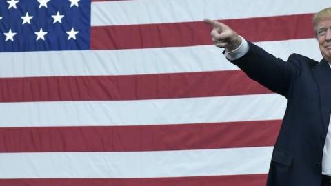 Then-Republican presidential nominee Donald Trump arrives for a rally at Spooky Nook Sports center in Manheim, Pennsylvania on October 1, 2016. (MANDEL NGAN/AFP/Getty Images)