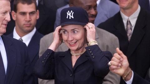 First Lady Hillary Rodham Clinton welcomed George Steinbrenner (l.) and the New York Yankees to a ceremony honoring their championship, on the South Lawn of the White House. (Harry Hamburg/NY Daily News Archive via Getty Images)