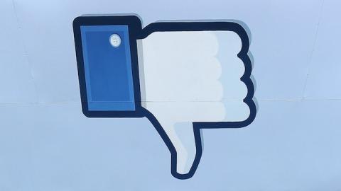 A thumbs up or 'Like' icon at the Facebook main campus in Menlo Park, California, May 15, 2012. (Image flipped) (ROBYN BECK/AFP/Getty Images)