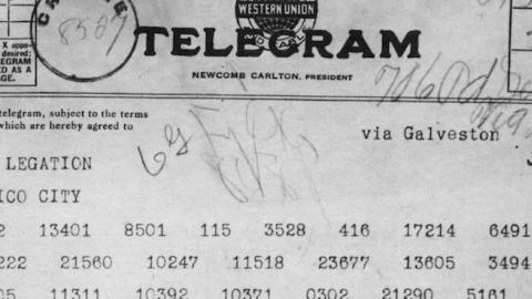 Zimmermann Telegram as Received by the German Ambassador to Mexico, January 19, 1917. (National Archives and Records Administration/Wikimedia)