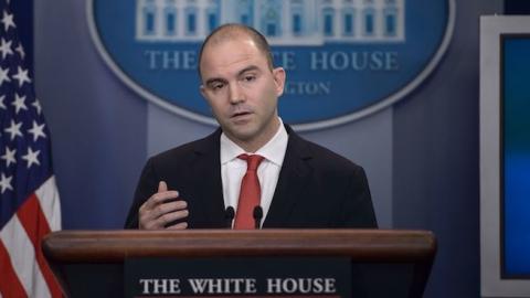 Ben Rhodes, Deputy National Security Advisor to US President Barack Obama, speaks about the President's upcoming trip to Cuba during a daily press briefing at the White House February 18, 2016 in Washington, DC. (BRENDAN SMIALOWSKI/AFP/Getty Images)