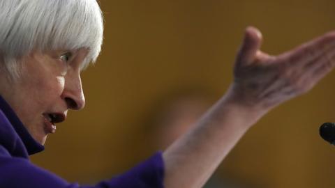 Federal Reserve Board Chairwoman Janet Yellen testifies before the Senate Banking, Housing and Urban Affairs Committee February 14, 2017 in Washington, DC. (Win McNamee/Getty Images)