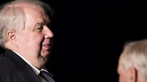 Russian Ambassador to the US Sergey Kislyak (L) leaves after a foreign policy speech by Republican US Presidential hopeful Donald Trump at the Mayflower Hotel April 27, 2016 in Washington, DC.(BRENDAN SMIALOWSKI/AFP/Getty Images)