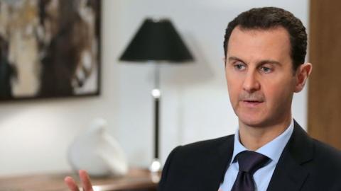 Syrian President Bashar al-Assad at an exclusive interview with AFP in the capital Damascus on February 11, 2016. (JOSEPH EID/AFP/Getty Images)
