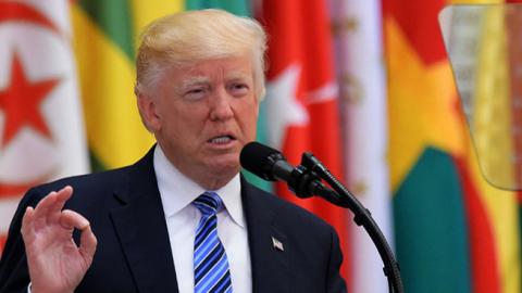 US President Donald Trump speaks during the Arab Islamic American Summit in Riyadh, May 21, 2017 (MANDEL NGAN/AFP/Getty Images)