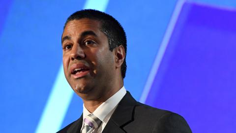 Federal Communications Commission Chairman Ajit Pai speaks during the 2017 NAB Show at the Las Vegas Convention Center on April 25, 2017 (Ethan Miller/Getty Images)
