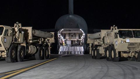 Two US Army THAAD launchers arrive in South Korea, March 5, 2017 (MSgt Jeremy Larlee)