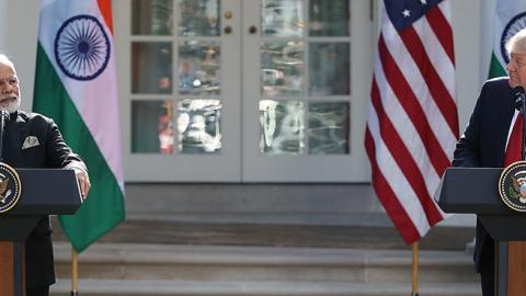 U.S. President Donald Trump and Indian Prime Minister Narendra Modi deliver joint statements in the Rose Garden of the White House, June 26, 2017 (Mark Wilson/Getty Images)