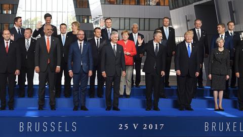 World leaders gather at the 2017 NATO Summit in Brussels, May 25, 2017 (ERIC FEFERBERG/AFP/Getty Images)