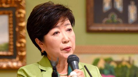 Kibo no To (Party of hope) leader Yuriko Koike speaks during a press conference, September 30, 2017 (The Asahi Shimbun via Getty Images)