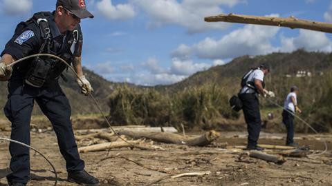 FEMA first responders survey the San Lorenzo River area, Puerto Rico, September 25, 2017 (Dennis M. Rivera Pichardo for The Washington Post via Getty Images)