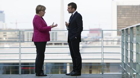 Angela Merkel and Emmanuel Macron in Berlin, May 15, 2017 (Guido Bergmann/Bundesregierung via Getty Images)
