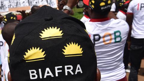 Supporters gather in Abidjan, during a ceremony marking the 50 years to the day since an independent republic of Biafra was declared, May 30, 2017 (SIA KAMBOU/AFP/Getty Images)