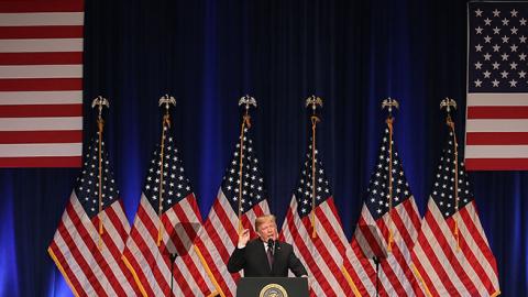 President Donald Trump delivers a speech in Washington, DC, December 18, 2017 (Mark Wilson/Getty Images)