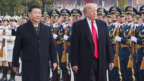 Chinese President Xi Jinping Welcomes President Trump on his state visit to China, November 9, 2017 (Xinhua/Li Tao via Getty Images)