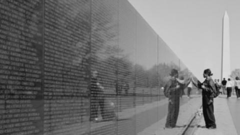 The Vietnam Veterans Memorial wall in Washington DC (Library of Congress)