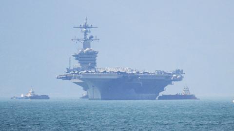 The USS Carl Vinson pulls into port in Danang, March 5, 2018 (LINH PHAM/AFP/Getty Images)