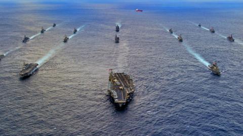 U.S. and Japanese naval forces participate in the Keen Sword 15 joint exercise in 2014 (Photo 12/ UIG via Getty Images)