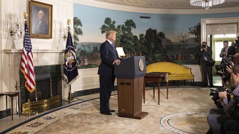 President Trump delivers remarks on the Joint Comprehensive Plan of Action, May 8, 2018 (Official White House Photo by Shealah Craighead)
