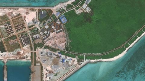 Tree Island -- one of the main islands of the Parcel Island Chain in the South China Sea, May 12, 2018 (DigitalGlobe via Getty Images)