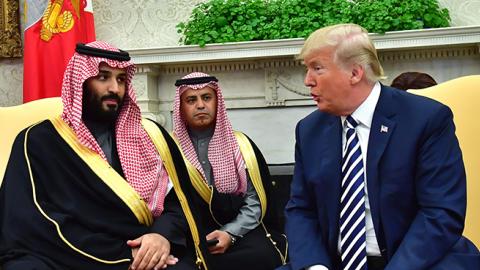 President Donald Trump meets Crown Prince Mohammed bin Salman of the Kingdom of Saudi Arabia in the Oval Office at the White House on March 20, 2018 in Washington, D.C. (Photo by Kevin Dietsch-Pool/Getty Images)
