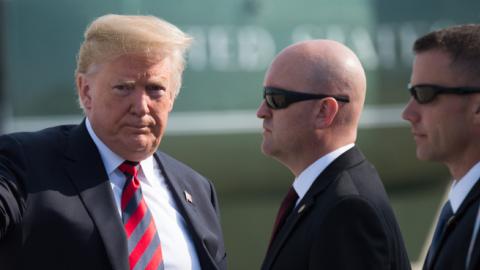 US President Donald Trump walks to Air Force One prior to departure from Joint Base Andrews in Maryland, June 8, 2018. - Trump travels to Canada to attend the G7 Summit. (Photo by SAUL LOEB / AFP) (Photo credit should read SAUL LOEB/AFP/Getty Images)