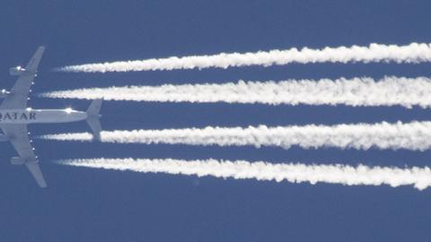 Qatar Airways jet over Greece, April, 2018 (Nicolas Economou/NurPhoto via Getty Images)