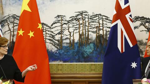 Australian Foreign Minister Marise Payne speaks at a news conference with Chinese Foreign Minister Wang Yi at the Diaoyutai State Guesthouse on November 8, 2018 in Beijing, China. (Photo by Thomas Peter-Pool/Getty Images)