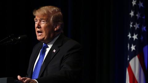 U.S. President Donald Trump speaks during a Missile Defense Review announcement on January 17, 2019 at the Pentagon, in Arlington, Virginia. (Martin H. Simon/Getty Images)