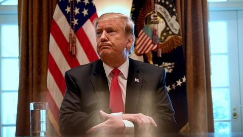 U.S. President Donald Trump meets to discuss fighting human trafficking on the southern border on February 1, 2019 in Washington, DC. (JIM WATSON/AFP/Getty Images)