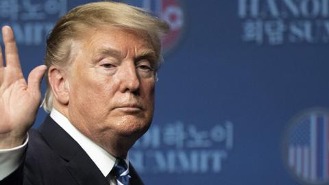 U.S. President Donald Trump attends a news conference following his second summit meeting with North Korean leader Kim Jong-un on February 28, 2019 in Hanoi, Vietnam. (Tuan Mark/Getty Images)