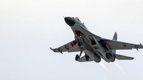 Aircraft of the People's Liberation Army Air Force (PLAAF) fly in the sky during a drill on the second flight training day of the New Year at Liaodong Peninsula on January 3, 2019 in Liaoning Province of China. (VCG via Getty Images)