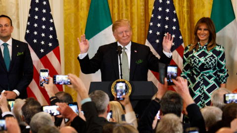 President Donald J. Trump speaks during a meeting with Irish Prime Minister Leo Varadkar on Thursday, March 14, 2019 in Washington, DC. (Tom Brenner/Getty Images)