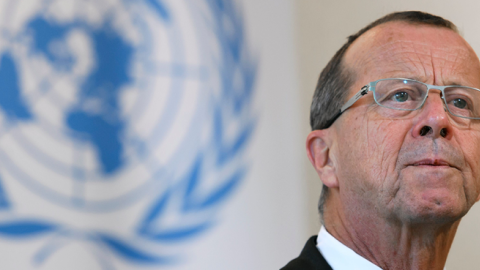 United Nations (UN) special envoy to Libya Martin Kobler gives a press briefing at the UN Offices in Geneva on September 27, 2016. (FABRICE COFFRINI/Getty Images)