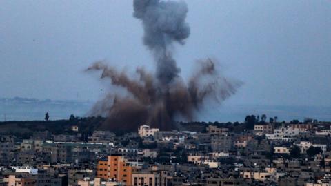 Smoke rises after an Israeli air strike in Gaza City, on May 05, 2019. (NurPhoto/Getty Images)