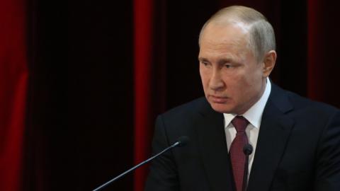 Russian President Vladimir Putin speeches during the board of Interior Ministry on February 28, 2019 in Moscow, Russia. (Getty Images)