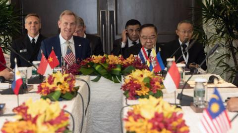 U.S. Acting Secretary of Defense Patrick M. Shanahan hosts a multi-lateral meeting with Asian nations, at the IISS Shangri-La Dialogue 2019, Singapore, May 31, 2019. (Lisa Ferdinando)