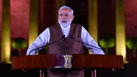 Prime Minister Narendra Modi speaks to media, May 25, 2019 in New Delhi, India. (Sanjeev Verma/Hindustan Times via Getty Images)