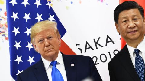 Chinese President Xi Jinping and US President Donald Trump attend their bilateral meeting on the sidelines of the G20 Summit in Osaka on June 29, 2019. (BRENDAN SMIALOWSKI/Getty Images)