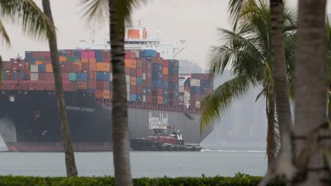 The Bremen Express cargo ship prepares to dock at PortMiami, which saw China as its top trading country in 2018, as trade tension continues between the U.S. and China. (Joe Raedle/Getty Images)