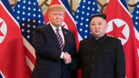 President Donald J. Trump is greeted by Kim Jong Un, Chairman of the State Affairs Commission of the Democratic People’s Republic of Korea Wednesday, Feb. 27, 2019. (Official White House Photo by Shealah Craighead)