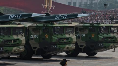 Chinese rocket launchers are seen at a parade to celebrate the 70th Anniversary of the founding of the People's Republic of China in 1949 , at Tiananmen Square on October 1, 2019 in Beijing, China. (Kevin Frayer/Getty Images)