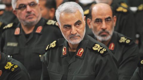 Former Iranian Quds Force commander Qassem Soleimani (C) attends Iranian supreme leader Ayatollah Ali Khamenei's in Tehran, Iran on September 18, 2016. (Anadolu Agency/Getty Images)