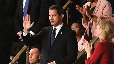 Venezuelan leader Juan Guaidó at President Trump’s State of the Union address, Feb. 4